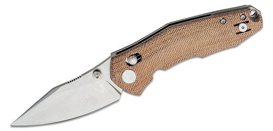 GiantMouse Nazca Natural Canvas Micarta, M390, Voxnaes &Anso Design Pocket Knife