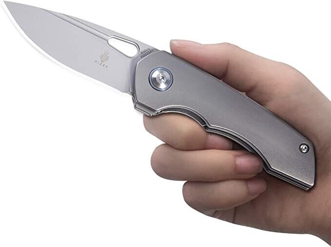 KIZER MICROLITH FLIPPER KNIFE TITANIUM HANDLE S35VN STAINLESS 2.5" BLADE