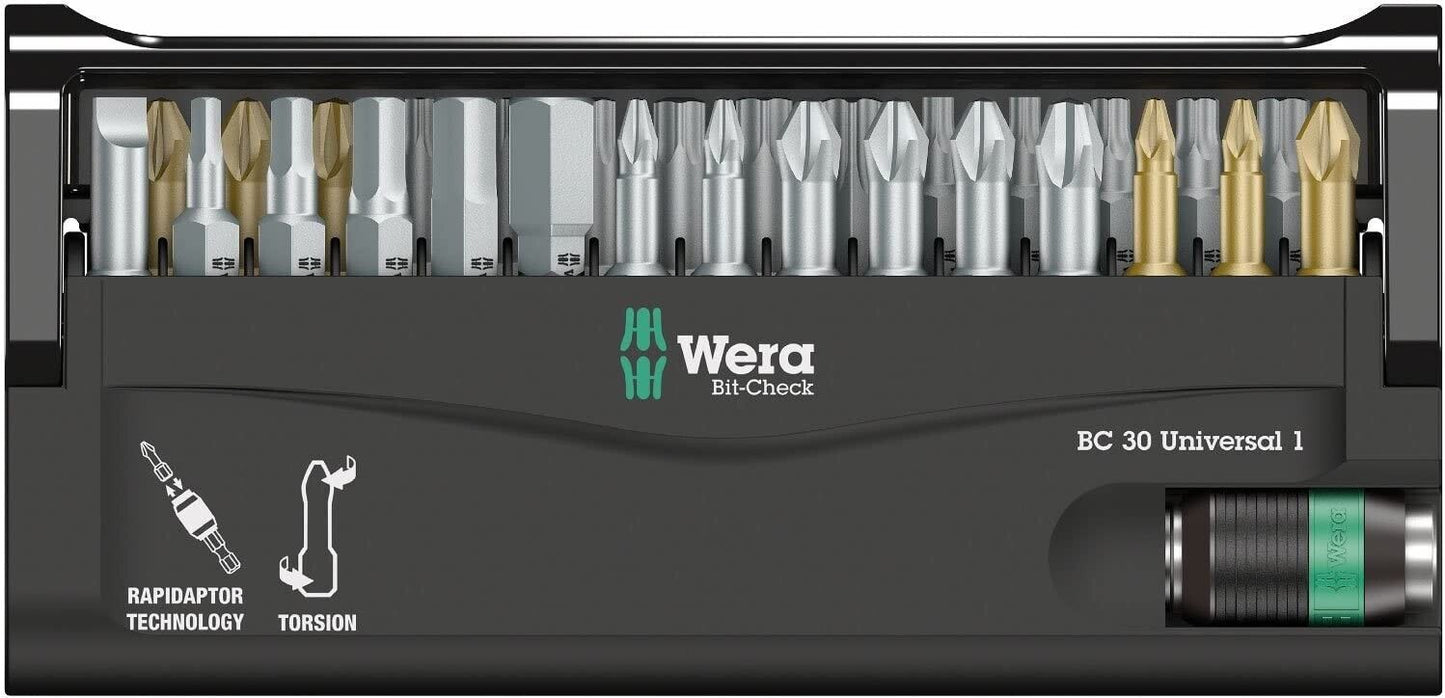 Wera BC Universal Rapidaptor Bit-Check, 30-Piece Set MULTI