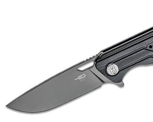 Bestech Knives Circuit Flip Black Knife 3.23" K110 (D2) Satin Drop Point Blade