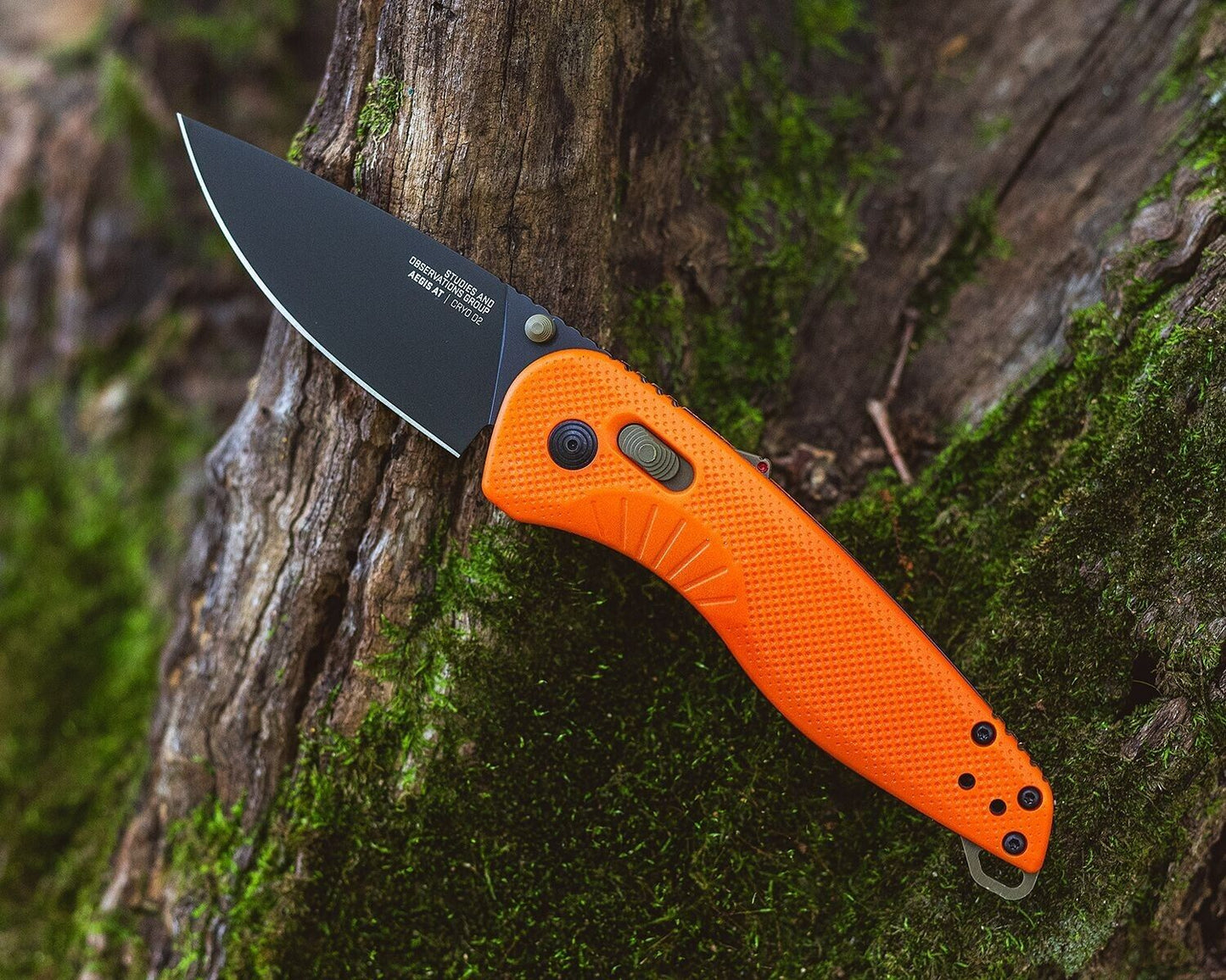 SOG Aegis AT Blaze and ORANGE Assisted Folding Knife 3.13" D2 Black Plain Blade