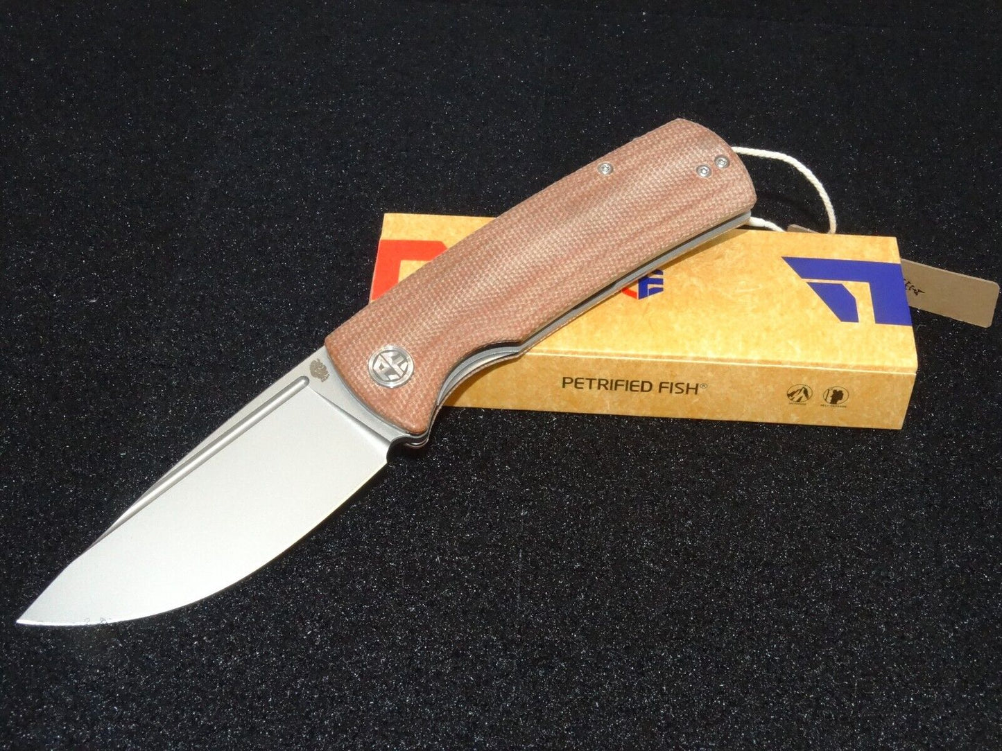 Petrified Fish Beluga PFP01 Folding Knife Brown Micarta Handle K110 Plain