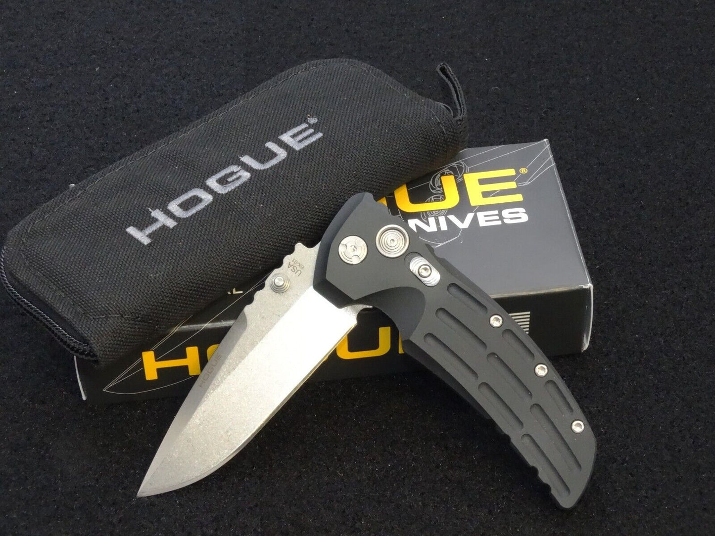 Hogue EX-01 Manual Folder 3.5" Drop Point Blade Knife - Matte Black