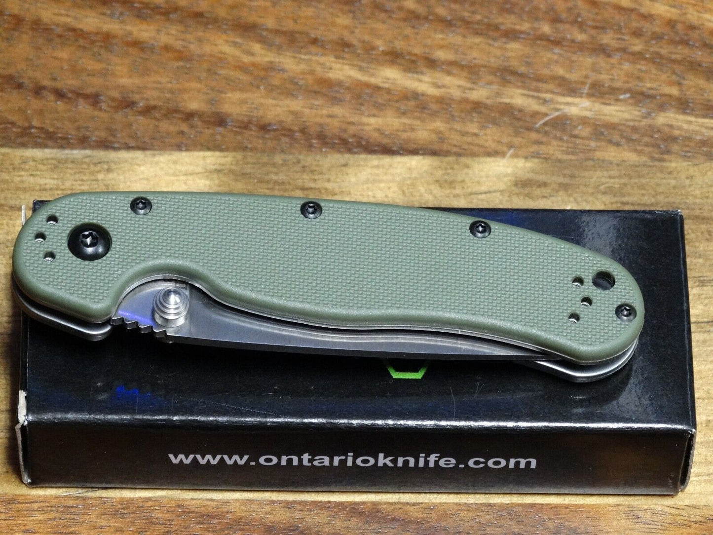 Ontario RAT Model 2 Folding 3.0" Satin Plain Blade, Olive Drab Nylon Handles