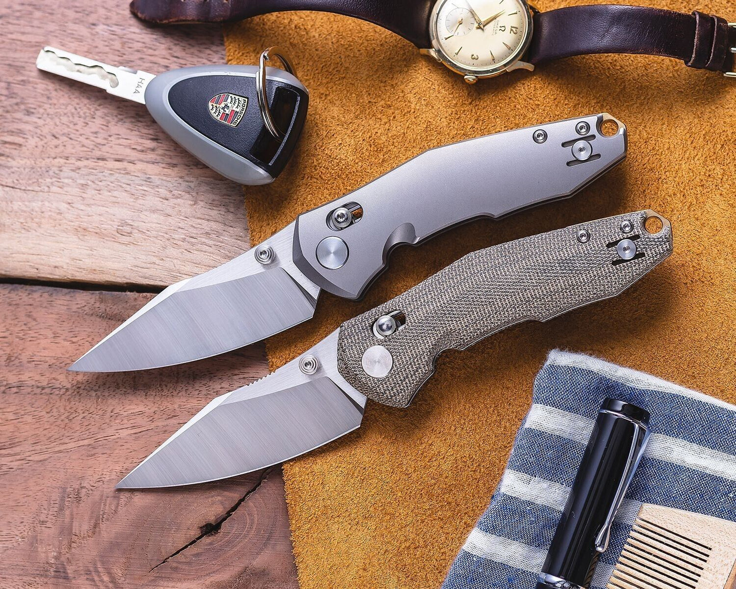 GiantMouse Nazca Titanium, M390, Voxnaes &Anso Design Pocket Knife