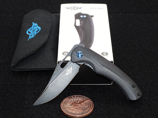 NEW Oknife Splint Black Folding Knife, 2.97" N690 Blade with Challenge Coin!