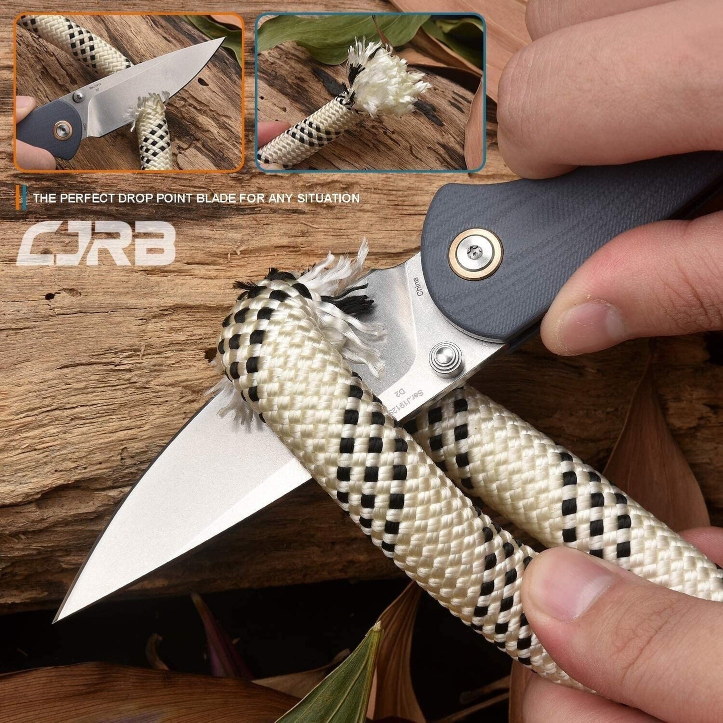 CJRB Small Feldspar Linerlock Folding Knife 3" D2 Tool Steel Blade G10 Handle