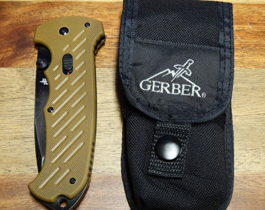 Gerber 06 FAST Assisted Folding Knife 3.8" TAN Tanto Combo Blade, G10 Handles