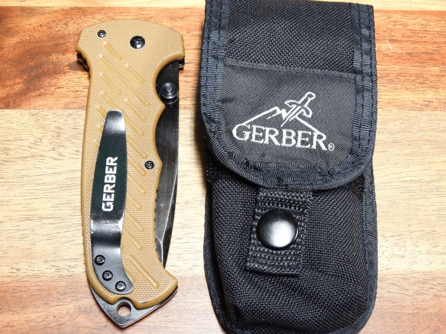 Gerber 06 FAST Assisted Folding Knife 3.8" TAN Tanto Combo Blade, G10 Handles