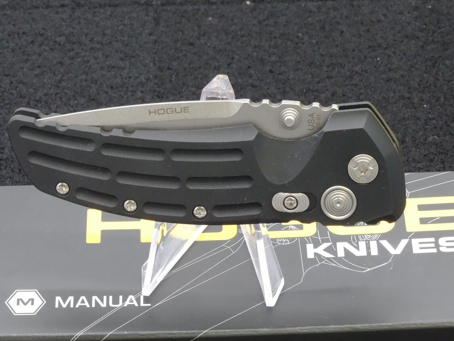 Hogue EX-01 Manual Folder 3.5" Drop Point Blade Knife - Matte Black