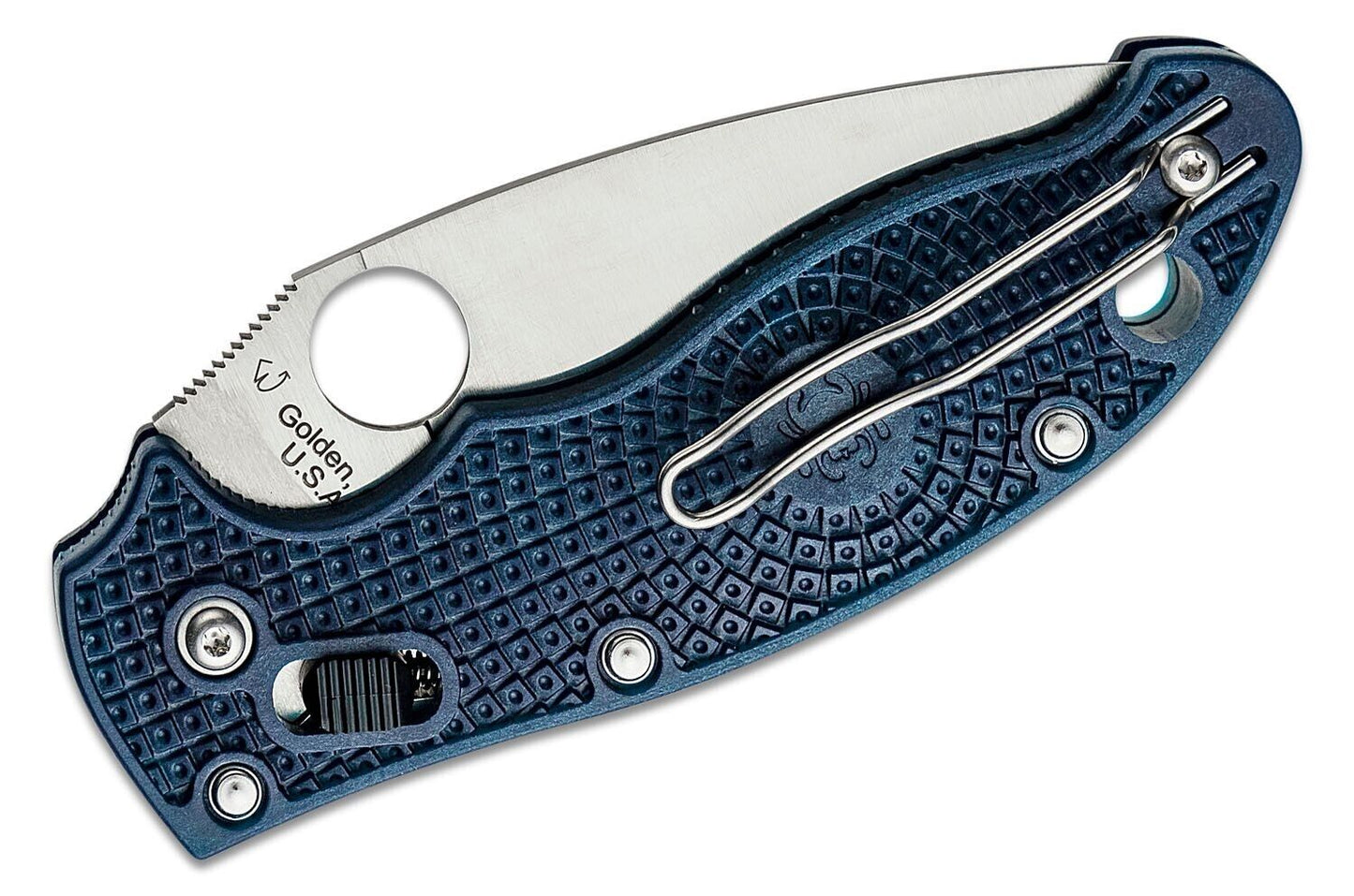 Spyderco Manix 2 Folding Knife 3.37" Satin Plain S110V Blade Dark Blue FRN