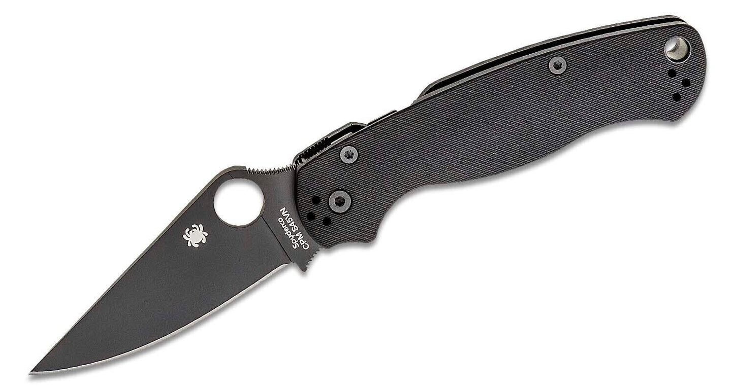 Spyderco Paramilitary 2 Knife 3-7/16" CPM-S45VN Black Blade, Black G10 Handle