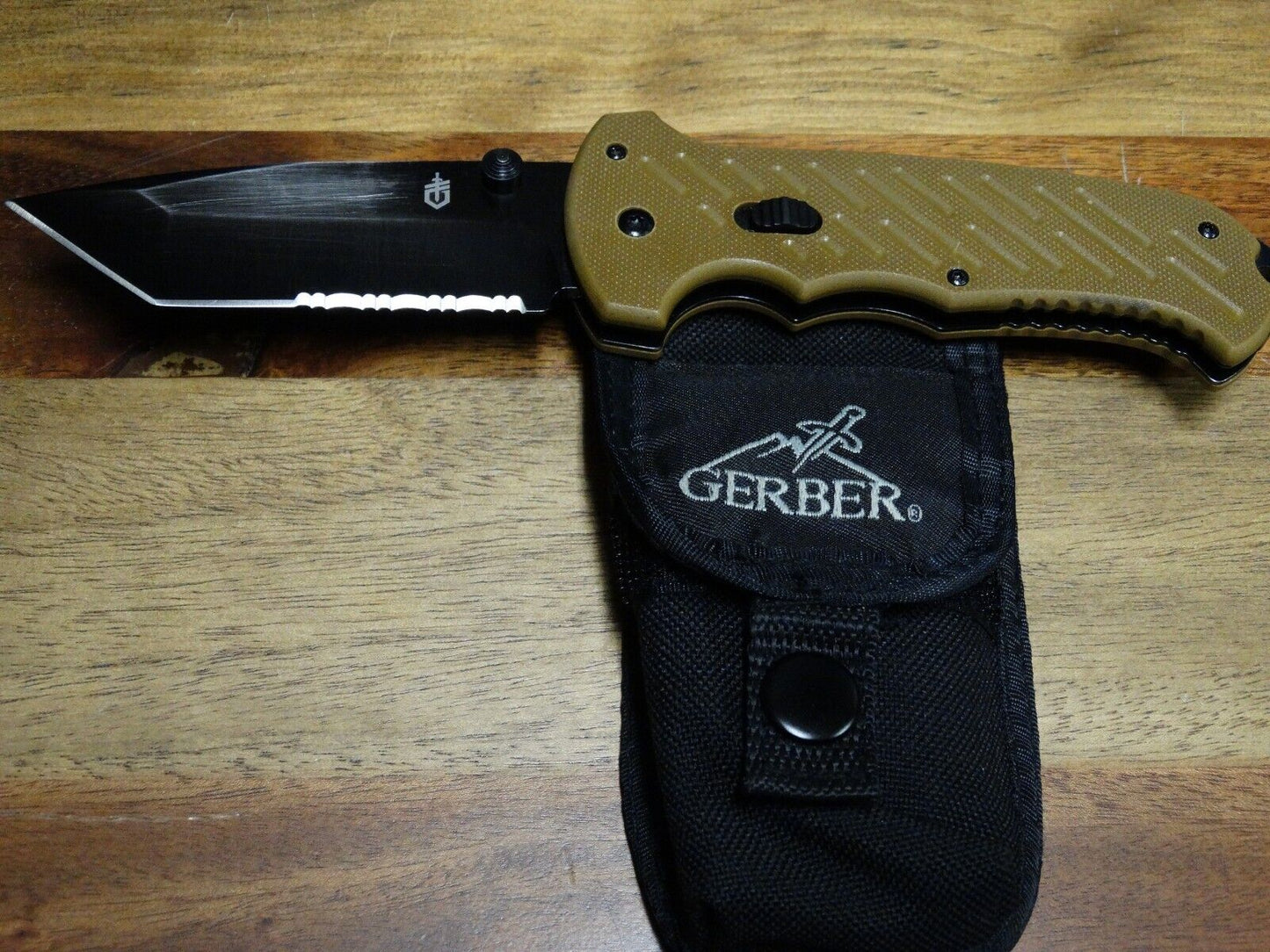 Gerber 06 FAST Assisted Folding Knife 3.8" TAN Tanto Combo Blade, G10 Handles