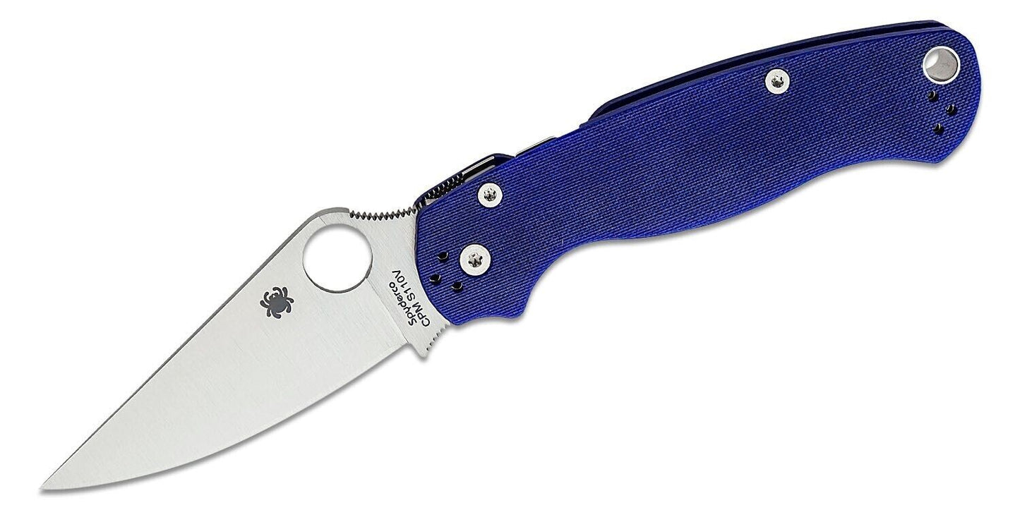 Spyderco Paramilitary 2 Knife 3-7/16" CPM-S110V Satin Blade, Blue Handles