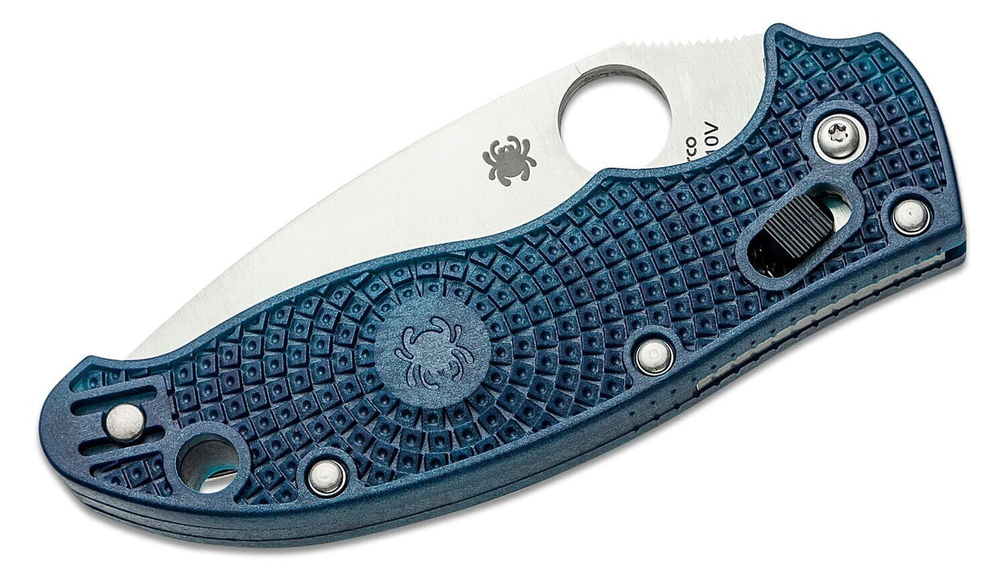 Spyderco Manix 2 Folding Knife 3.37" Satin Plain S110V Blade Dark Blue FRN