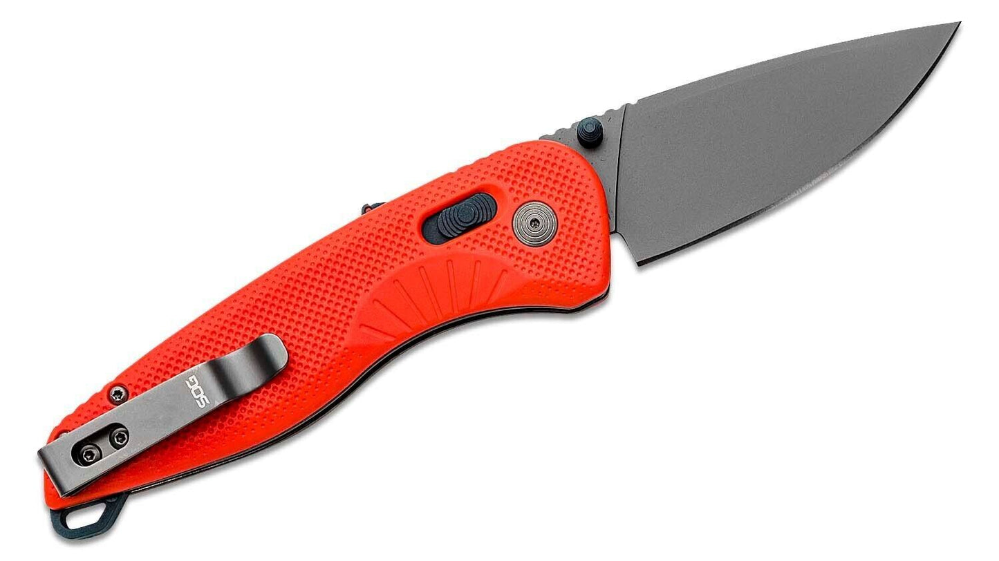 SOG Aegis AT Rescue Red Assisted Folding Knife 3.11" D2 Black Drop Point Blade