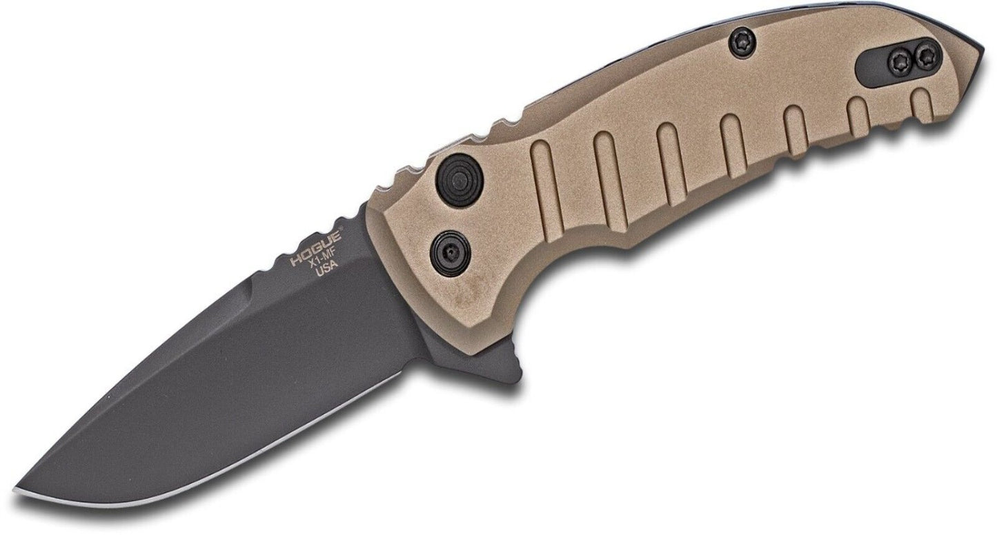 Hogue X1-Flipper 2.75" CPM-154 Black Cerakoted Blade, Flat Dark Earth Handle