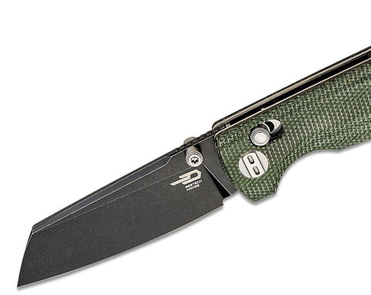 Bestech Knives Slasher Knife Axis Lock Green Micarta Folding Black D2 Steel 43C2
