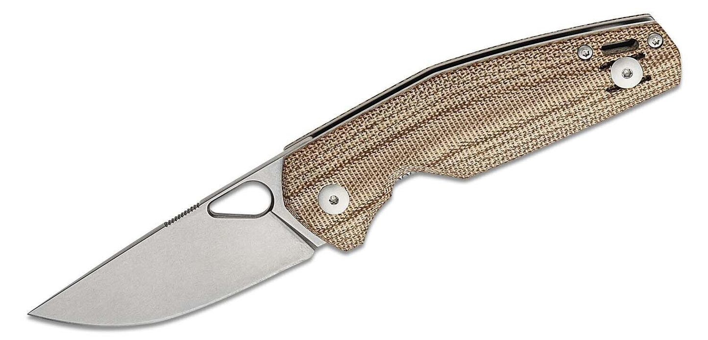 GiantMouse ACE Nimbus V2 Folding Knife 3" Elmax Satin Blade, Natural Micarta