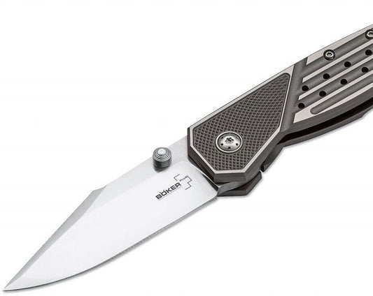 Boker Plus Scoundrel Folding Knife 3.25" VG10 Satin Blade, Matte Titanium Handle