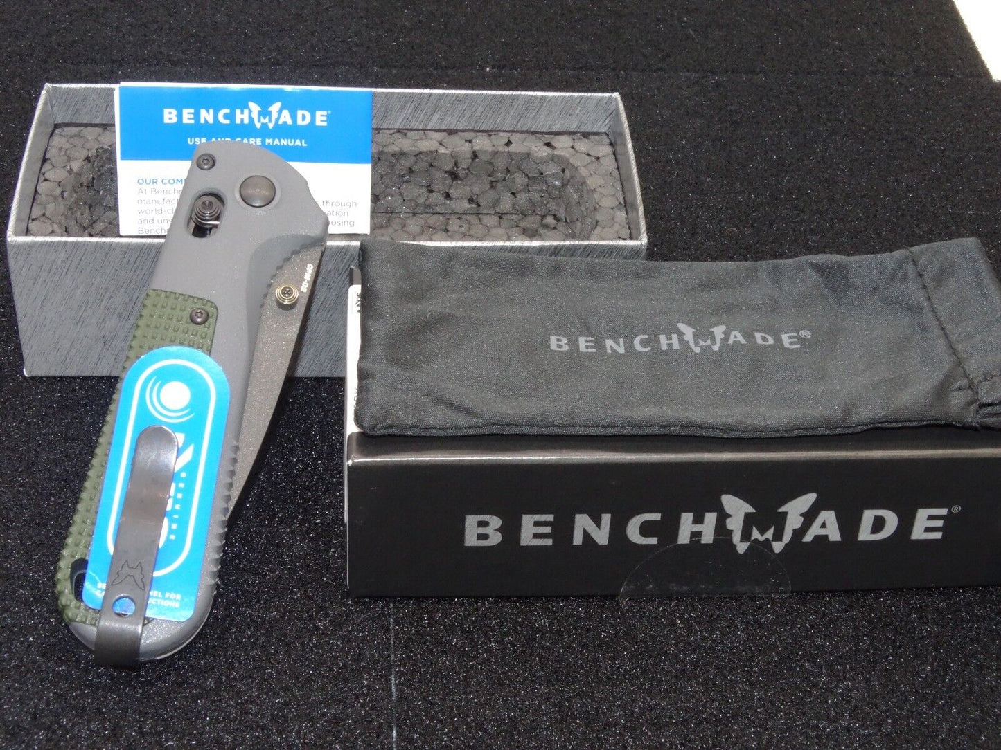 Benchmade 430BK Redoubt 3.55" Gray/Green Grivory Folding Knife w/ Nylon Sheath