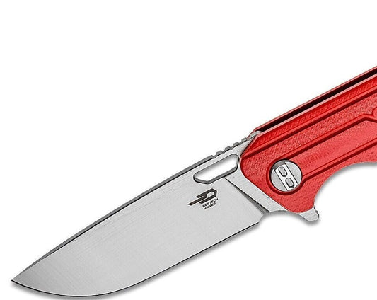 Bestech Knives Circuit Flipper RED Knife 3.23" K110 (D2) Satin Drop Point Blade