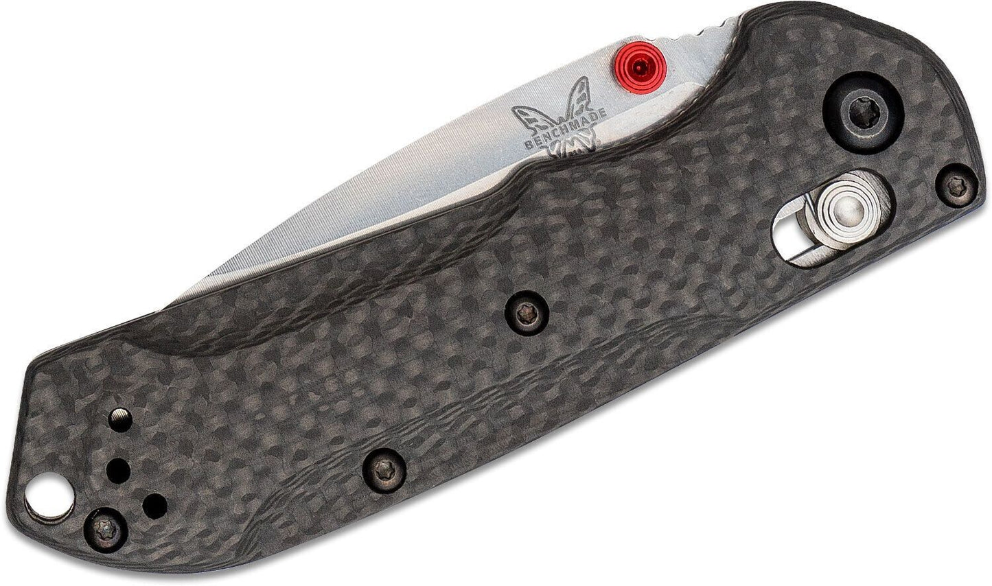 Benchmade Mini Freek Flding Knife 3" S90V Satin Plain Blade, Carbon Fiber Handle