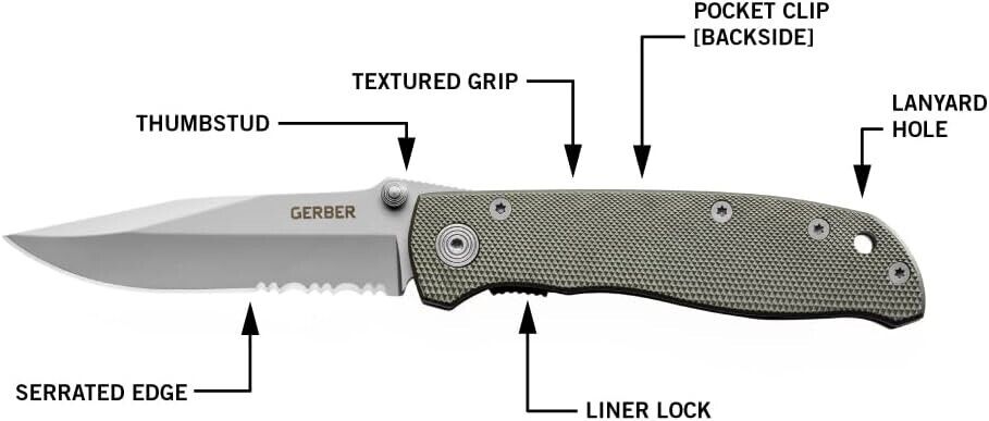 NEW Gerber Air Ranger Serrated and Plain Edge Knife New with Gerber Holster