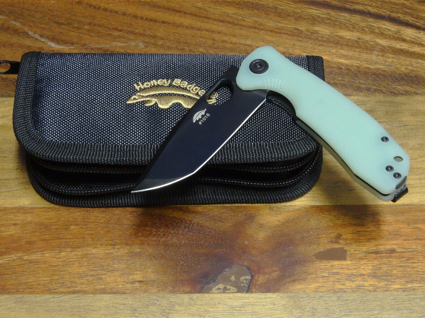 Honey Badger Limited Edition Medium Flipper Knife 3.19" D2 Black DLC Tanto Blade