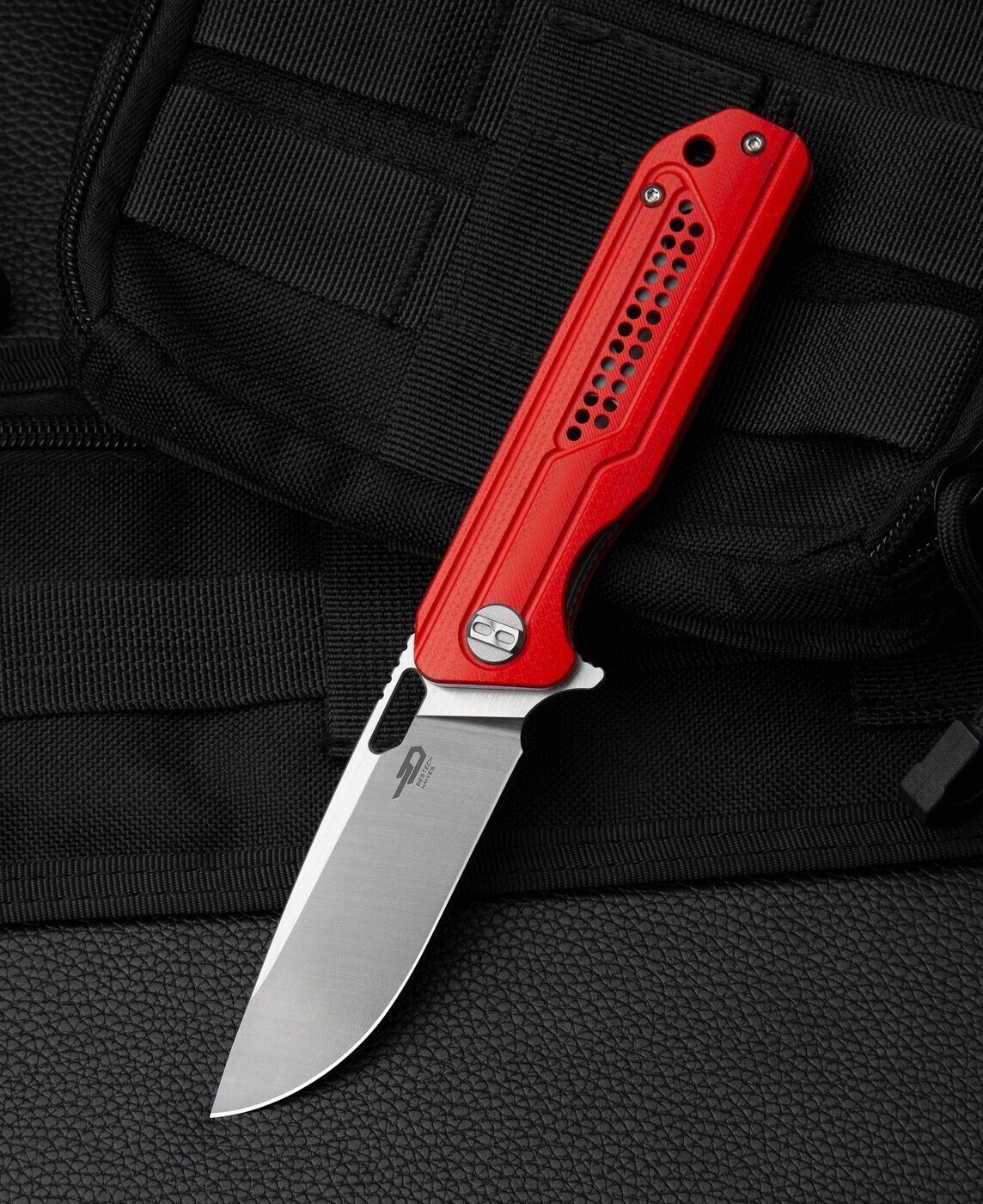 Bestech Knives Circuit Flipper RED Knife 3.23" K110 (D2) Satin Drop Point Blade