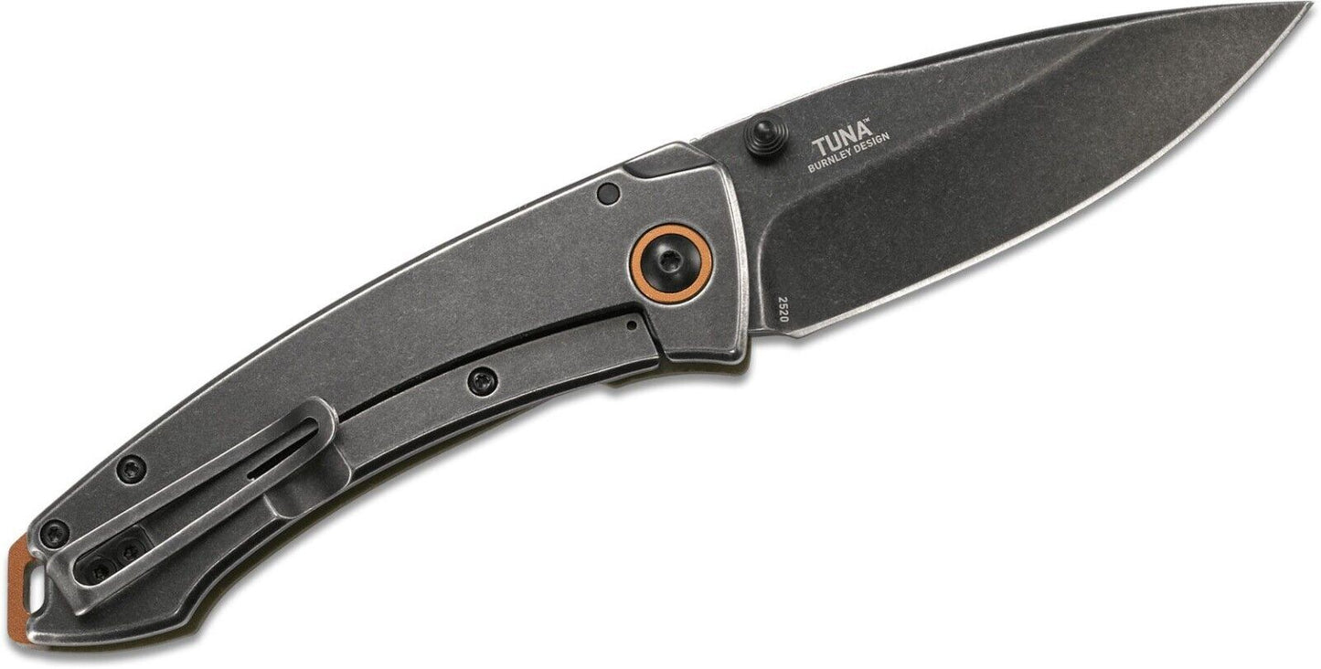 Columbia River CRKT 2520 Lucas Burnley Tuna Folding Knife 3.221" Black Stonewash