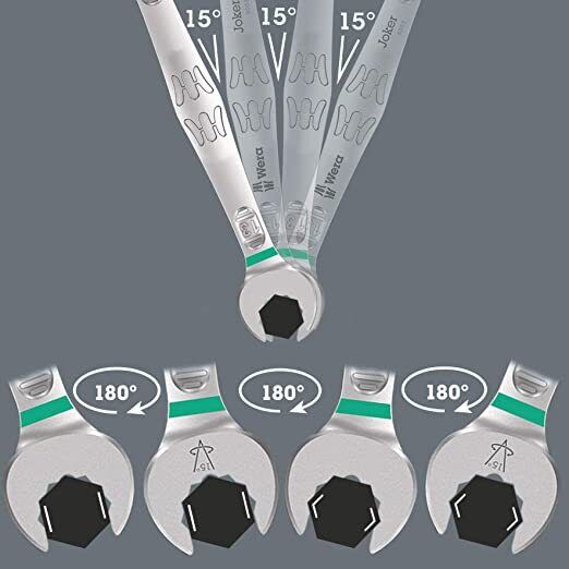 Wera Joker 8 Imperial Set Combination Wrench Set, Imperial or SAE, (8) Wrenches