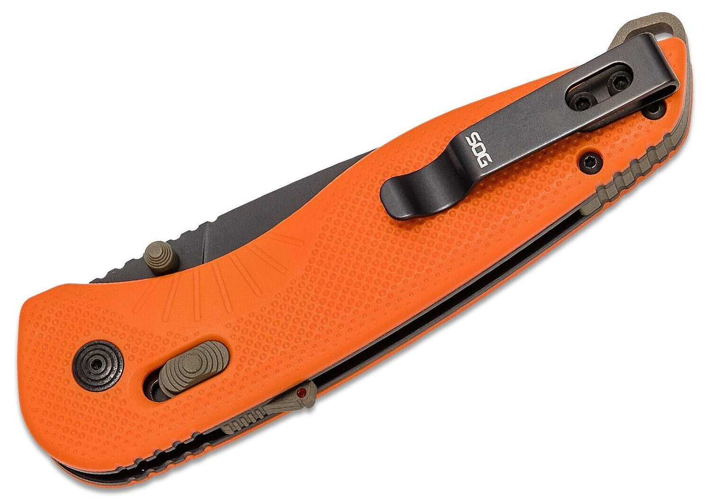 SOG Aegis AT Blaze and ORANGE Assisted Folding Knife 3.13" D2 Black Plain Blade