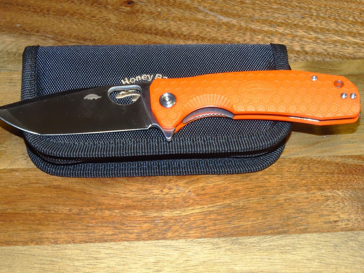 Honey Badger Knives Large Folding 3.63" 8CR13MOV Steel Blade Orange FRN Handle