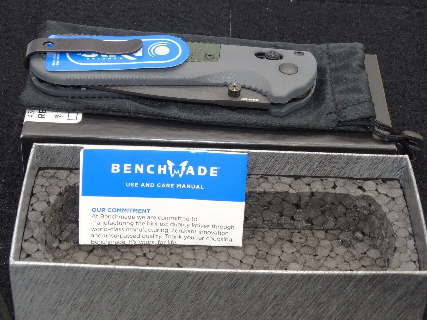 Benchmade 430BK Redoubt 3.55" Gray/Green Grivory Folding Knife w/ Nylon Sheath