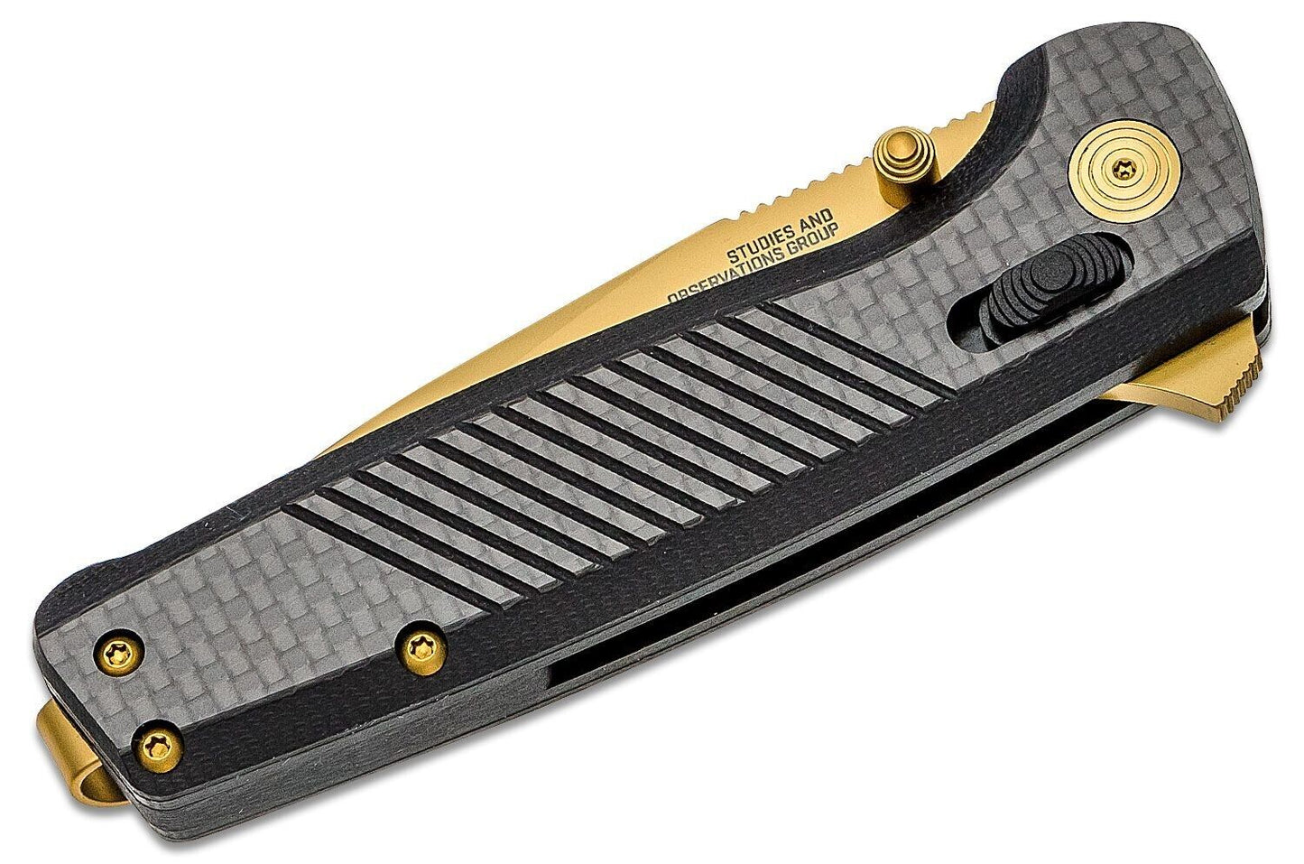 NEW SOG Terminus XR LTE Flipper Knife 2.95" Gold TiNi S35VN Carbon Fiber Handles