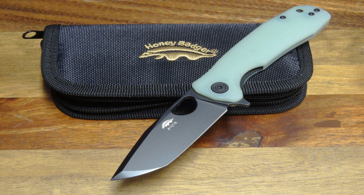 Honey Badger Limited Edition Medium Flipper Knife 3.19" D2 Black DLC Tanto Blade