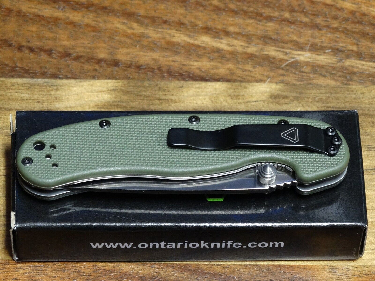 Ontario RAT Model 2 Folding 3.0" Satin Plain Blade, Olive Drab Nylon Handles