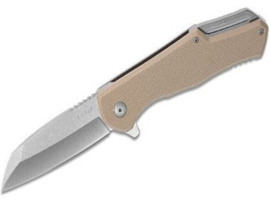 A-BAR Jarosz Flipper Folding Knife 3.37" AUS-8 Stonewashed Wharncliffe Blade