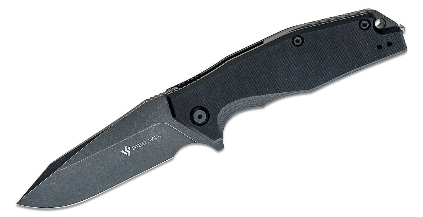 Steel Will Warbot Pocket Knife Linerlock Black G10 Folding D2 Steel Blade F10-03