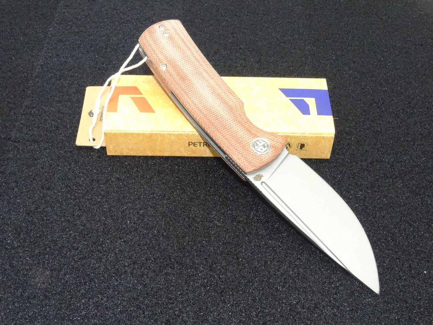 Petrified Fish Beluga PFP01 Folding Knife Brown Micarta Handle K110 Plain