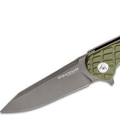 Boker Magnum Foxtrot Sierra Flipper Knife 3.375" Gray Blade, OD Green G10