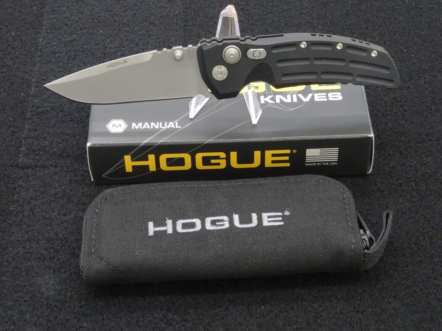 Hogue EX-01 Manual Folder 3.5" Drop Point Blade Knife - Matte Black