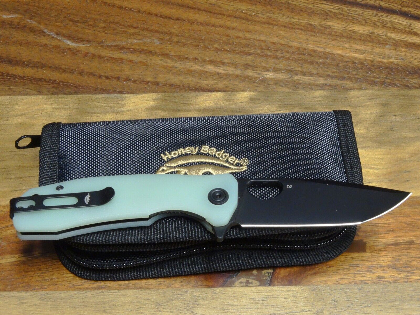 Honey Badger Limited Edition Medium Flipper Knife 3.19" D2 Black DLC Tanto Blade