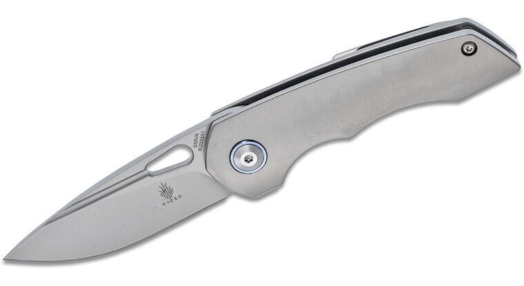 KIZER MICROLITH FLIPPER KNIFE TITANIUM HANDLE S35VN STAINLESS 2.5" BLADE