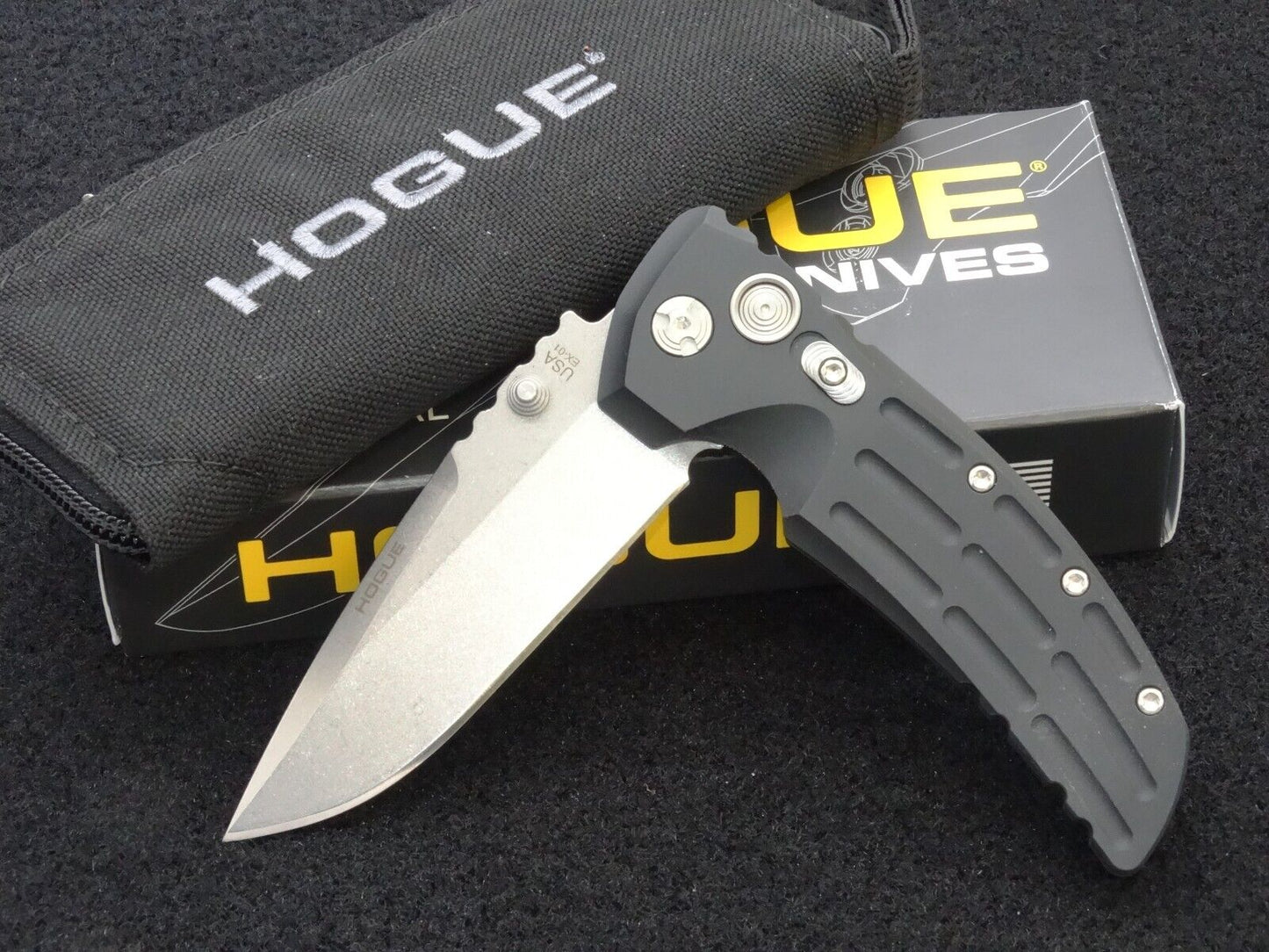 Hogue EX-01 Manual Folder 3.5" Drop Point Blade Knife - Matte Black