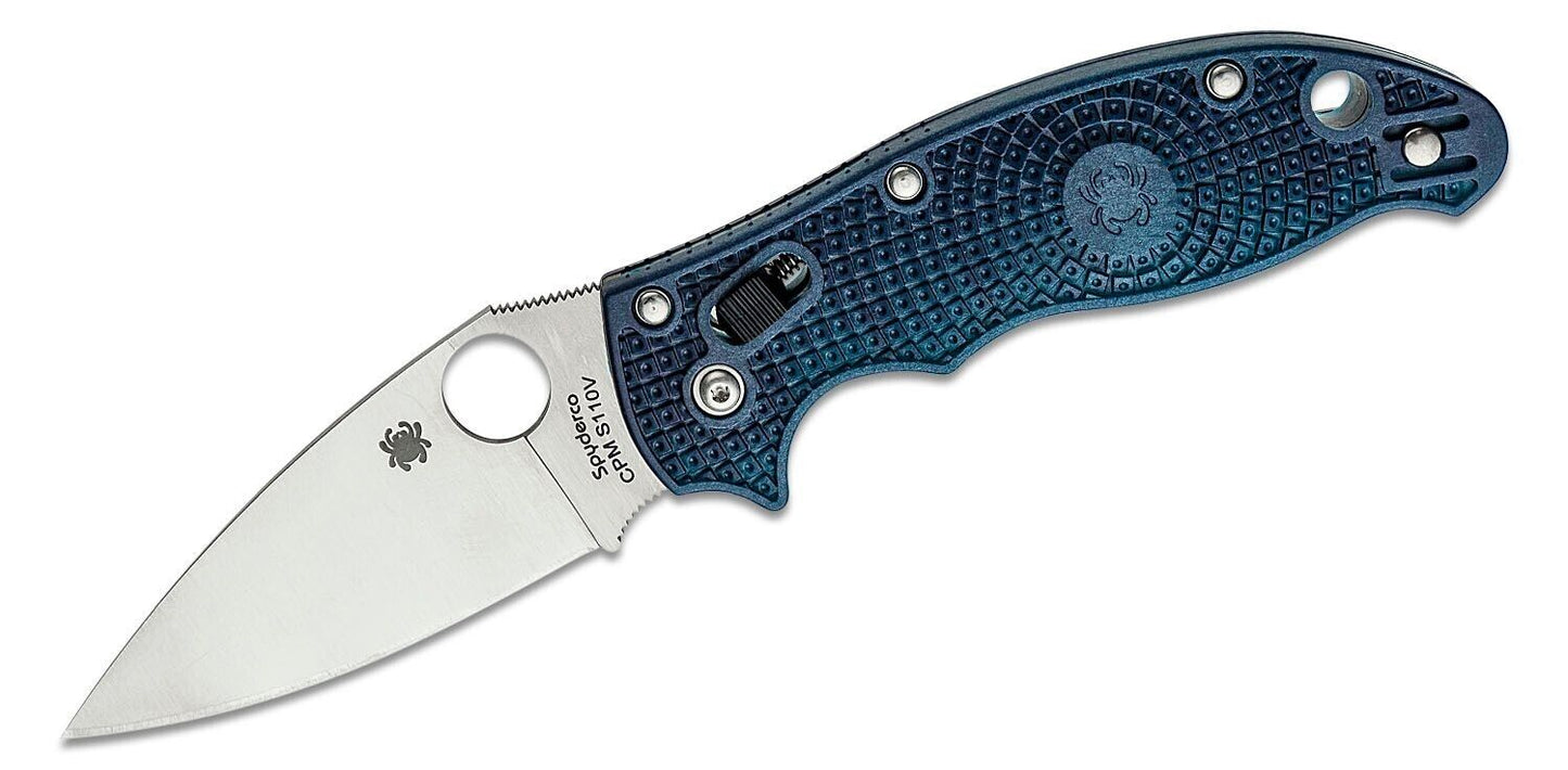 Spyderco Manix 2 Folding Knife 3.37" Satin Plain S110V Blade Dark Blue FRN