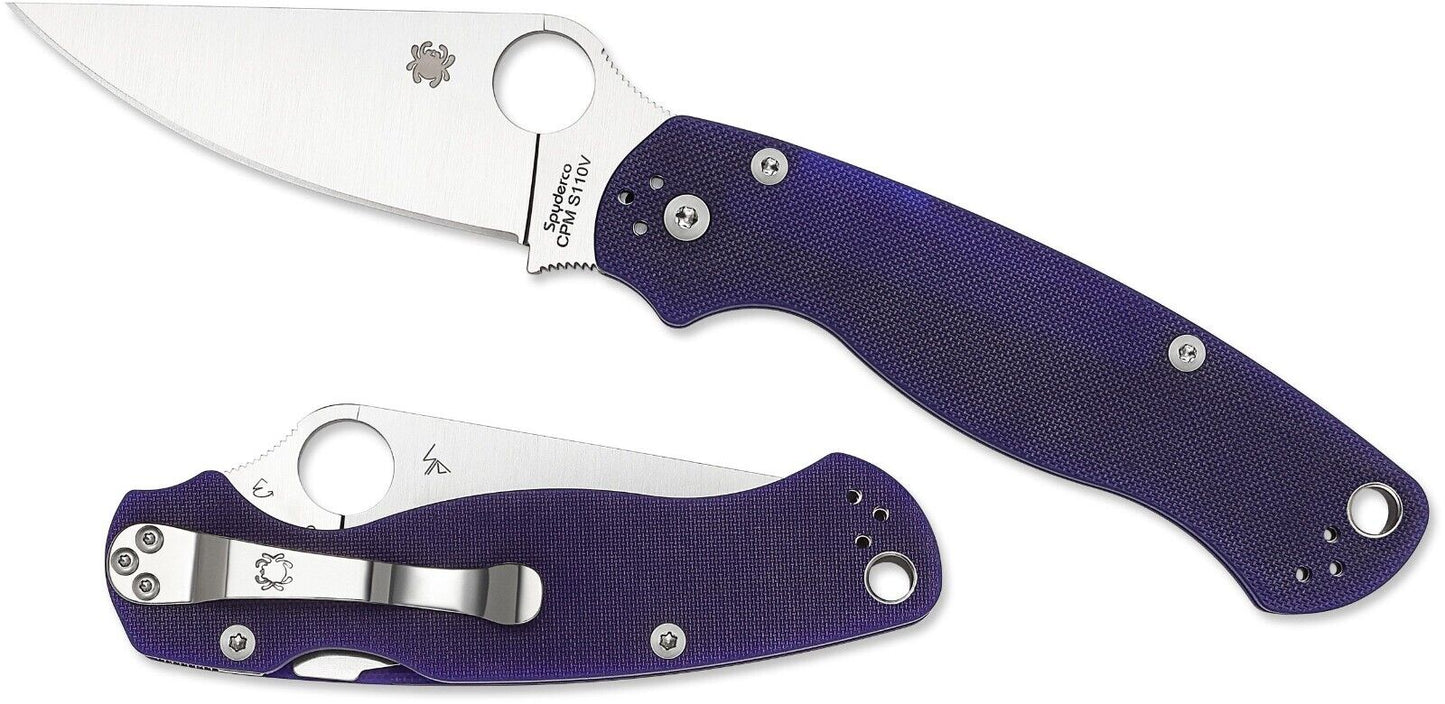 Spyderco Paramilitary 2 Knife 3-7/16" CPM-S110V Satin Blade, Blue Handles