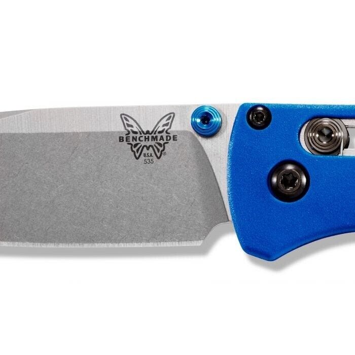 Benchmade 535 Bugout AXIS Folding Knife 3.24" S30V Satin Plain Blade, Blue