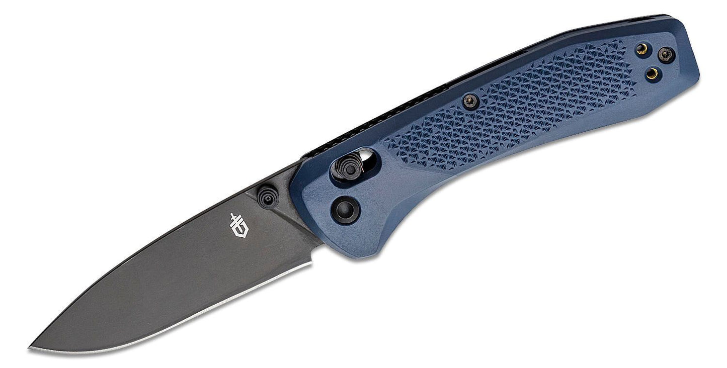 Gerber Sedulo Knife 3.4" S30V Drop Point Blade, Black, Blue and Gray FRN Handles